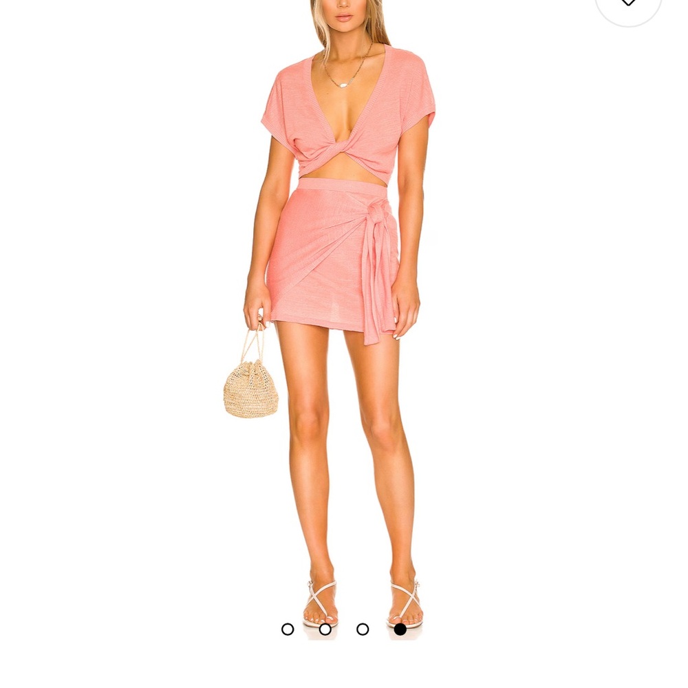 LSpace Skirt Set Linen Tie Crop Top Vegabond Soft Coral Size Small $200